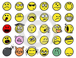 Smiley drawings icon set 2 in color