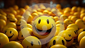 Smiley emoji in the crowd of smiley emojis