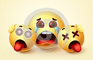 Smiley emoji hopeless crying character vector design.