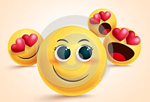 Smiley emoji love suitor vector design. Pretty emoji with suitors and admirer in love with her for admiration and love design. photo