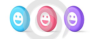 Smiley emotcircle icon comic face emoji button laughing social network reaction happy 3d circle icon
