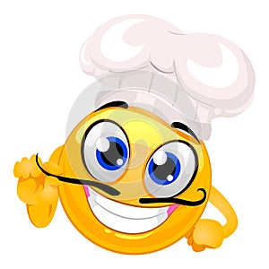 Cara sonriente cómo cocinero bigote 