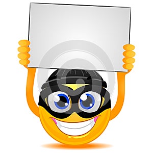 Smiley Emoticon Burglar holding a Blank Board