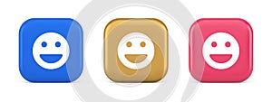 Smiley emoticon comic face emoji button laughing social network reaction happy 3d icon