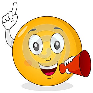 Smiley Emoticon Holding Red Megaphone