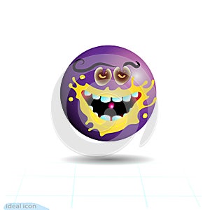 Smiley,emoticon hungry. Purple face with emotions. Facial expression. Realistic emoji. Funny cartoon character.Mood Web icon