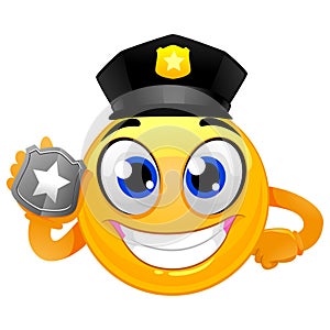 Smiley Emoticon Policeman holding a Badge