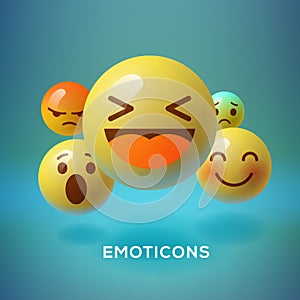Smiley emoticons, emoji, social media concept