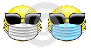 Smiley emoticons wear mask