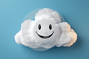 Smiley face clouds on blue background,Generative AI