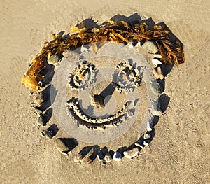 Smiley Face Drawn In The Sand