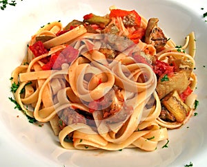 Smiley Face Eggplant Pasta