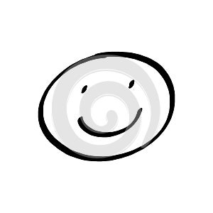 Smiley face freehand drawing on white background