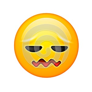 A smiley face with frustrated expressions, confounded emoji icon design, vector illustration.