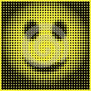 Smiley face in halftone dots style