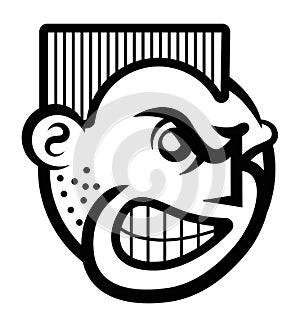 Smiley face icon of angry person