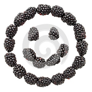 Smiley face made out of blackberries