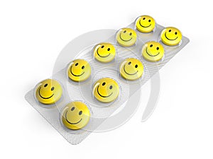 Smiley face pills in blister