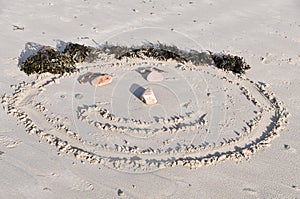 Smiley face in sand