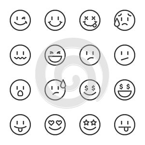 Smiley Face Vector Line Icon Set. Contains such Icons as Happy, Cheeky, Emoji and more. Expanded Stroke