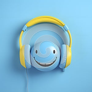 smiley face wearing headphones, AI generated