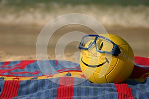 Smiley Faced Volleyball With Swim Mask