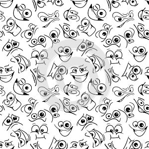 Smiley faces seamless pattern on white background
