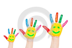 Smiley on family hands, having fun concept