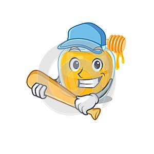 Smiley Funny honey a mascot design with baseball