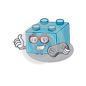 Smiley gamer lego brick toys cartoon mascot style