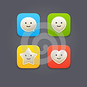 Smiley Geo, Message, Love and Favorites Icons