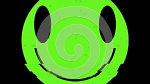 Smiley glitch alien green big