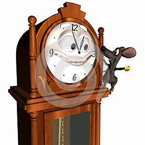 Smiley Grandfather Clock with Mouse photo