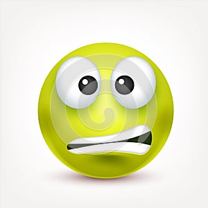 Smiley, green face with emotions.Realistic emoji. Sad or happy,angry emoticon mood.Cartoon character.Vector illustration