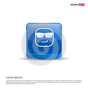 smiley icon, Face icon - 3d Blue Button