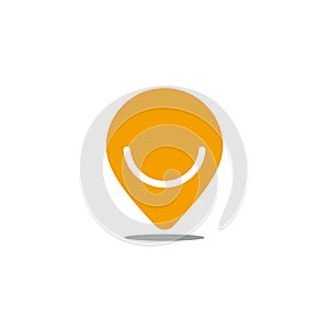 Smiley pin location simple icon vector