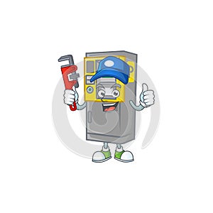 Smiley Plumber parking ticket machine on mascot picture style