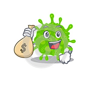 Smiley rich flaviviridae cartoon character bring money bags