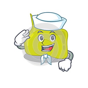 Smiley sailor cartoon character of pituitary wearing white hat and tie