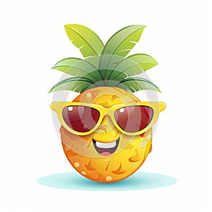 Smiley summer emoticon icon. Smiley emoji summer character .Beach and travel concept. White background. Generative Ai illustration