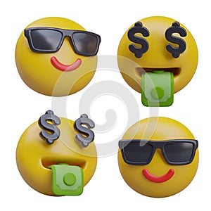 Smiley in sunglasses with mouth full of money. Cool dude