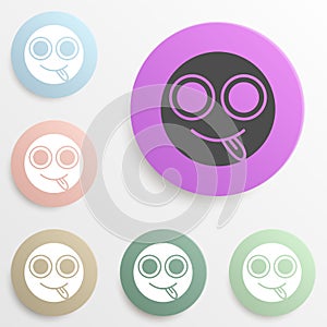 smiley with tongue out badge color set. Simple glyph, flat vector of web icons for ui and ux, website or mobile application