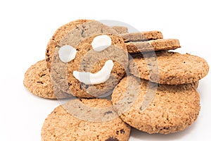 Smiley on whole wheat biscuits