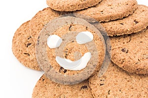 Smiley on whole wheat biscuits