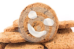 Smiley on whole wheat biscuits