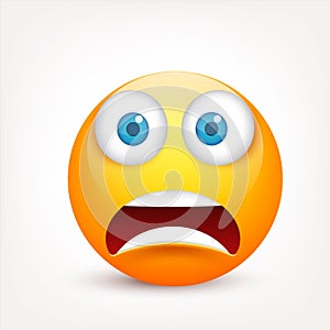 Smiley, yellow face with emotions.Realistic emoji. Sad or happy,angry emoticon mood.Cartoon character.Vector