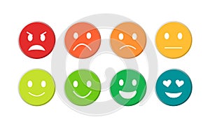 Smileys with a mood. Set of emoticons. Moods from bad to good. Vector icons