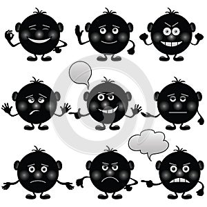 Smilies round, set, black