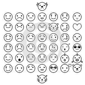 Smilies vector icons. Each grouped.