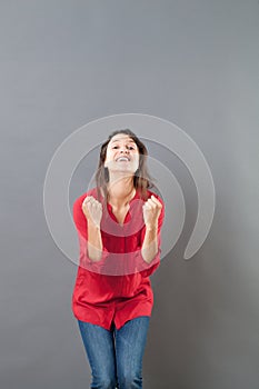 Smiling 30s woman expressing motivation and optimism